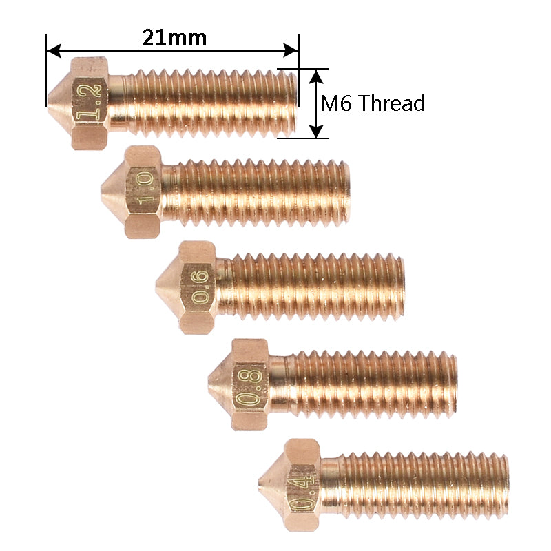 Volcano Messing Düse Nozzle 0,4mm 0,8mm 1,75mm E3D Sidewinder 3D Drucker