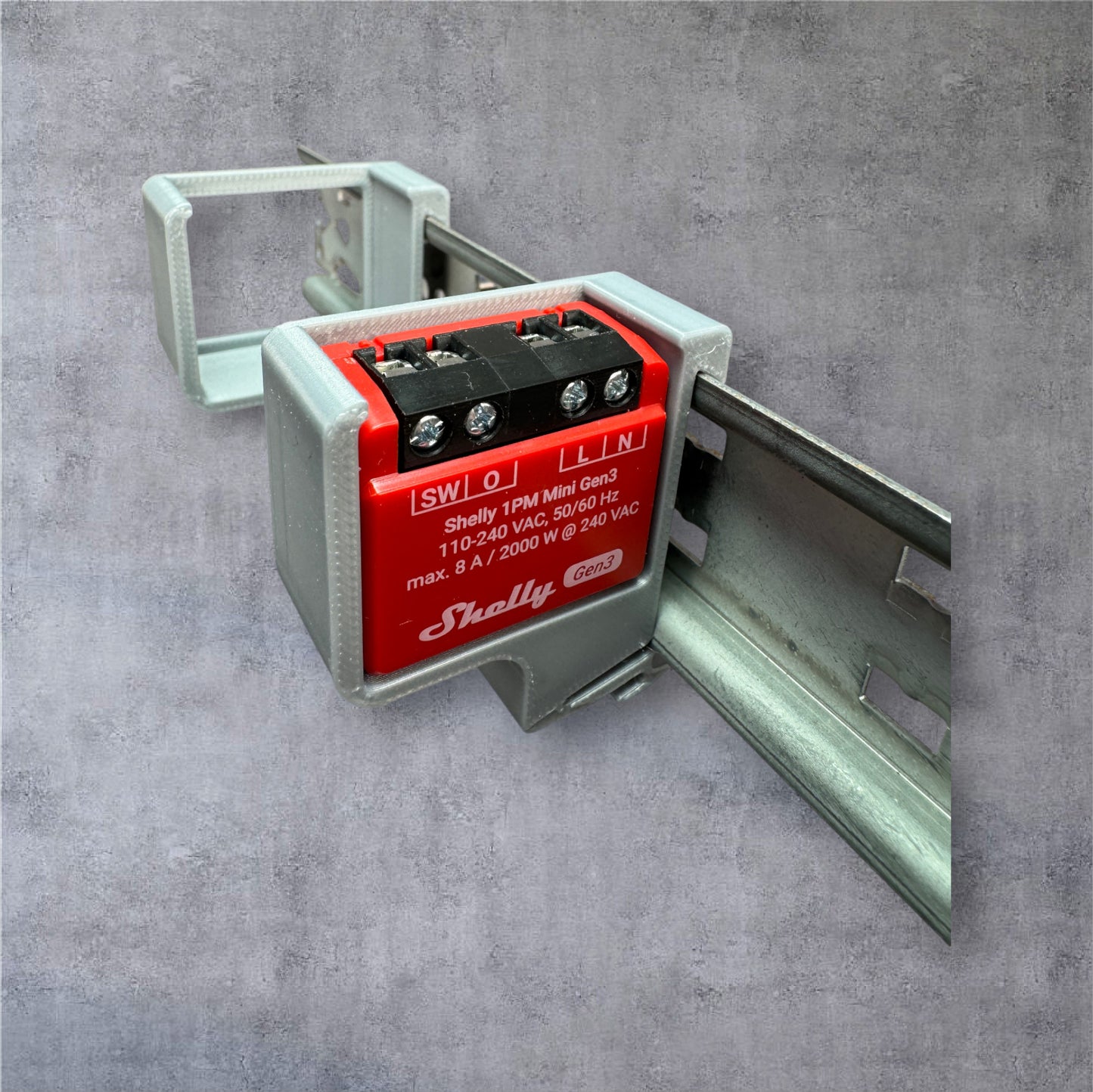 Shelly 1 PM Mini Gen3 DIN Rail Hutschienenhalter für eine 35 mm DIN Hutschiene
