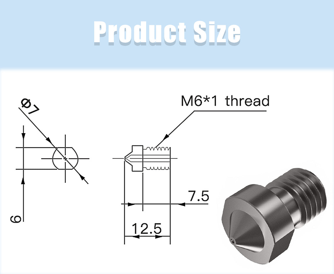 Nozzle gehärtet für 3D-Drucker passend bei E3D Hot Ends V5, V6-Anycubic Chiron
