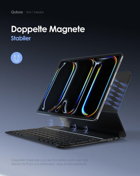 Tastatur Hülle QWERTZ Für Ipad Air 11 Inch M3 2025/M2 2024, 5/4 (2022/2020) 10.9", Ipad Pro 11 Zoll, Ultra Slim Magnetic Folio Bluetooth Tastatur, Typ C Ladefunktion, Schwarz