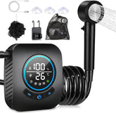 Camping Dusche, [8000Mah] Campingdusche Tragbare Mit Pumpe Und Temperaturanzeige, Mobile Dusche Outdoor Set Mit Duschkopf Und 2M Schlauch Für Camping Garten Autowaschen Strand Reisen Haustier