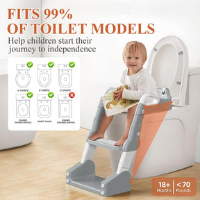 2 in 1 Toilettensitz Kinder, Toilettensitz Kinder Mit Treppe Für Jungen Mädchen Baby, Upgraded 2-In-1 Kinder WC Sitz Mit Treppe Mit Urinal Und Spritzschutz (Gray)