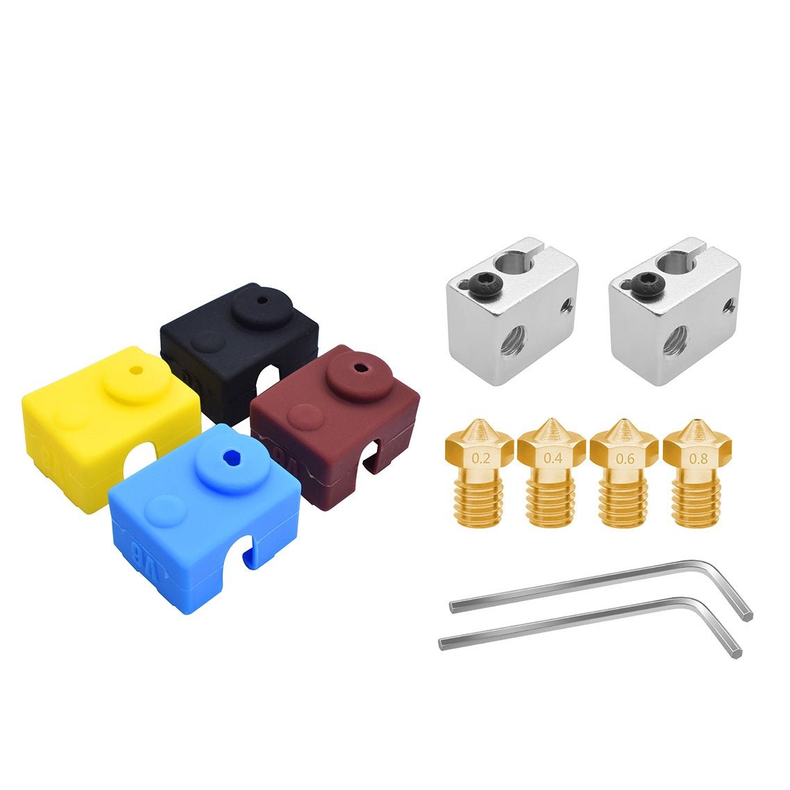 3D Printer Zubehör Set V6 Nozzles and Heating Block Silicone Sleeve Kit Set - Printbay Oberberg