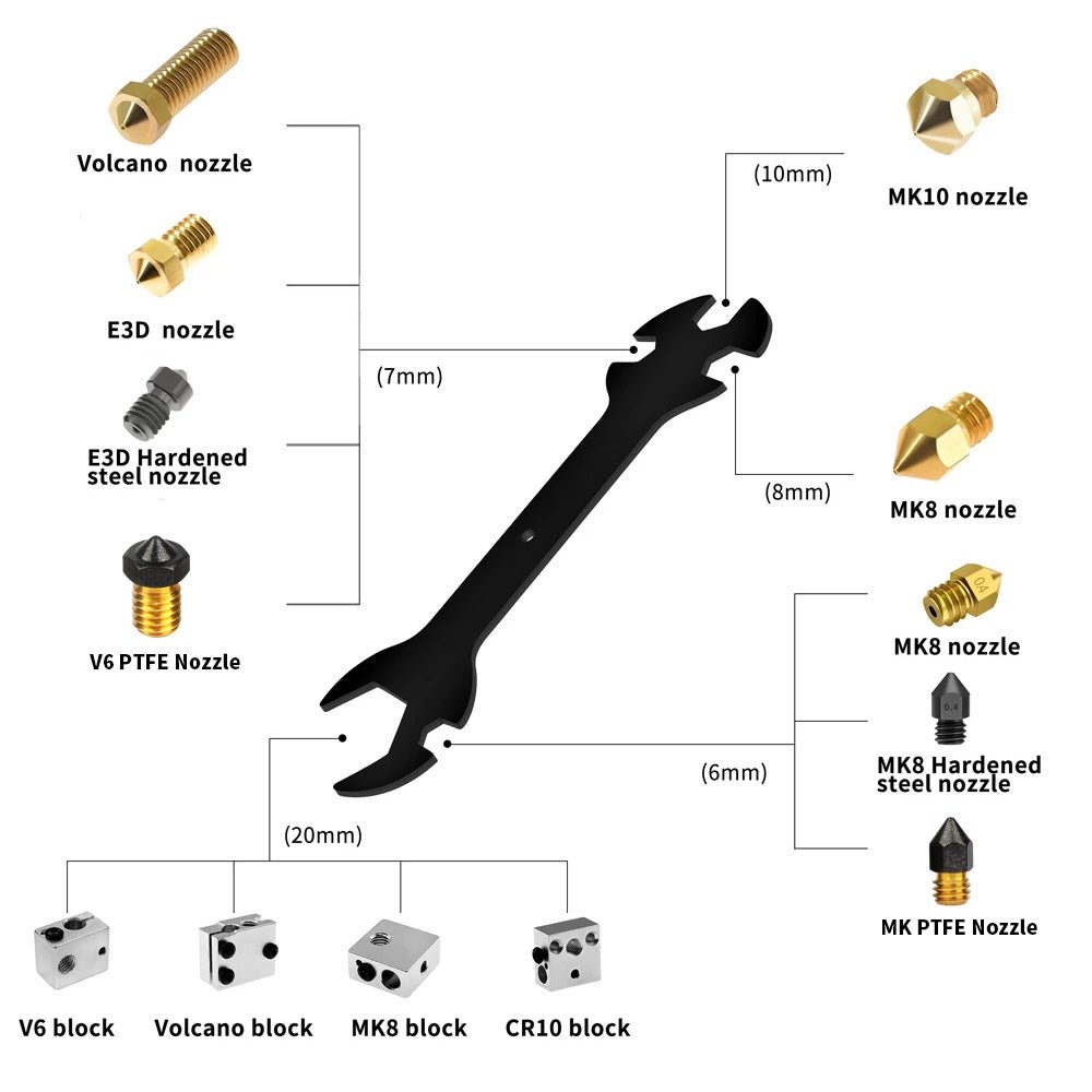 5 - in - 1 - Schlüssel für 3D - Drucker - Werkzeug - Multitool - Nozzeln - Heatblock - Printbay Oberberg