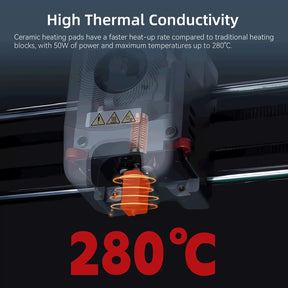 Upgrade Keramik Hotend Kit for Flashforge Adventurer 5M/5M Pro 3D Drucker,Schnelles Aufheizen Schnell Abnehmbare 0.4Mm Gehärtete Düse+Verchromter Messing-Heizblock Integrierte Struktur