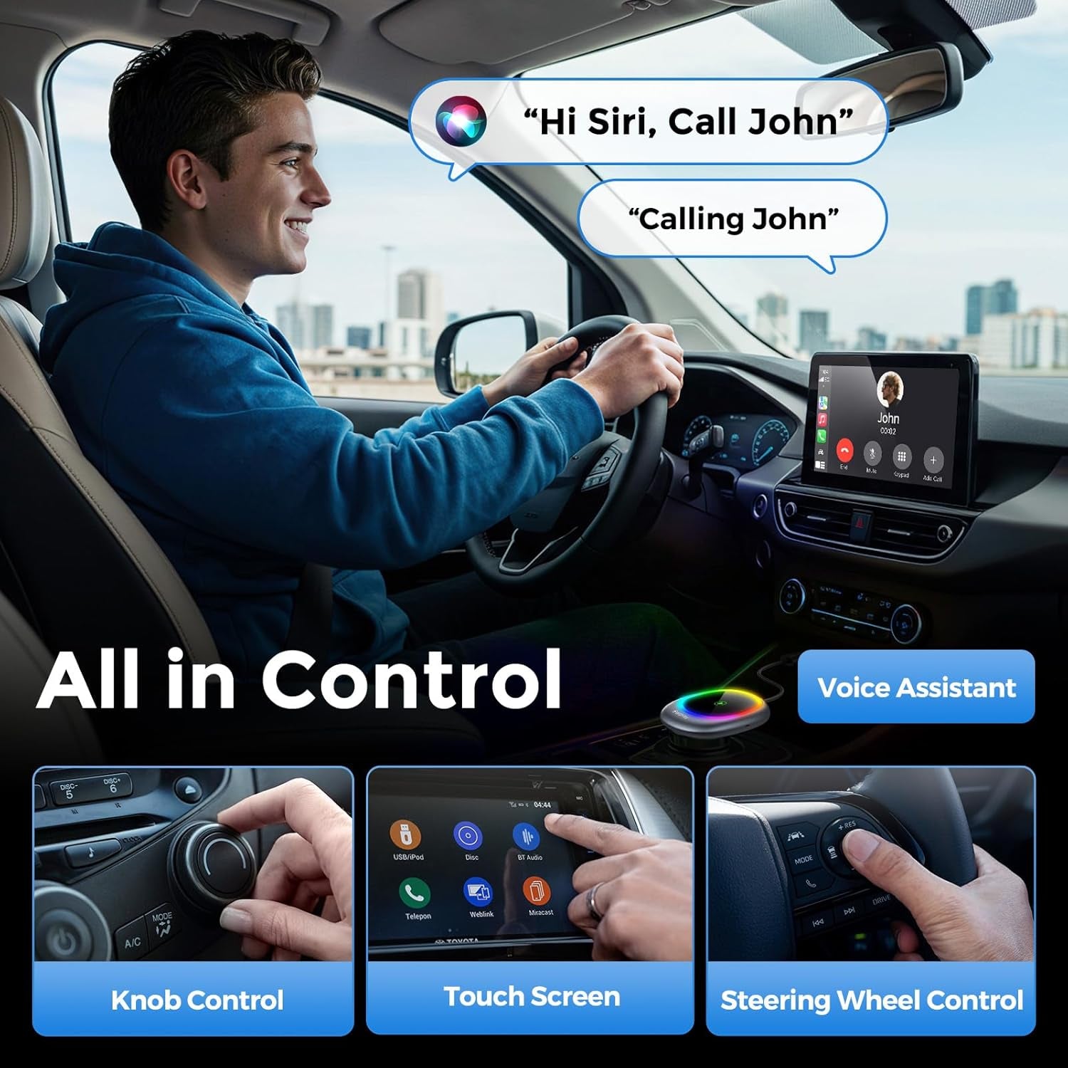SYNCWIRE Wireless Carplay Adapter Für Apple Iphone, Plug-And-Play, 2025 Upgrade, Wandelt Kabelgebundenes Carplay Um, Auto-Connect, Für Autos Ab 2016 & Iphones Ios 10+