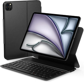 Tastatur Hülle QWERTZ Für Ipad Air 11 Inch M3 2025/M2 2024, 5/4 (2022/2020) 10.9", Ipad Pro 11 Zoll, Ultra Slim Magnetic Folio Bluetooth Tastatur, Typ C Ladefunktion, Schwarz