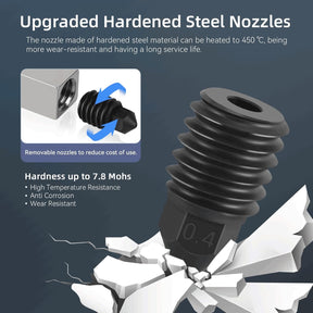 Upgrade Keramik Hotend Kit for Flashforge Adventurer 5M/5M Pro 3D Drucker,Schnelles Aufheizen Schnell Abnehmbare 0.4Mm Gehärtete Düse+Verchromter Messing-Heizblock Integrierte Struktur