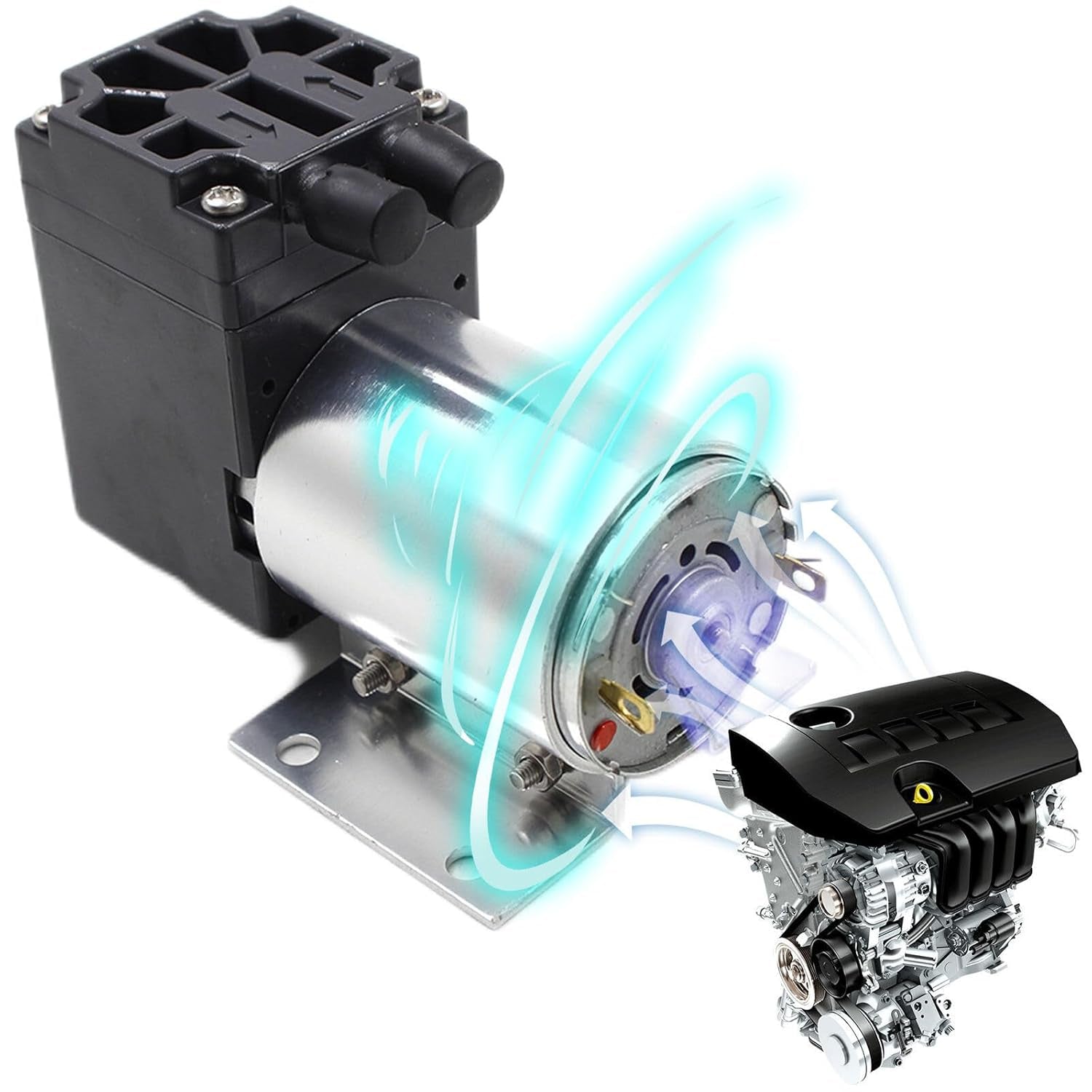Mini Vakuumpumpe 12V - 5L/Min DC Unterdruckpumpe Mit Halter, Geräuscharme Vakuum Pumpe, Ideal Für Medizinische Anwendungen Und Gasanalysen