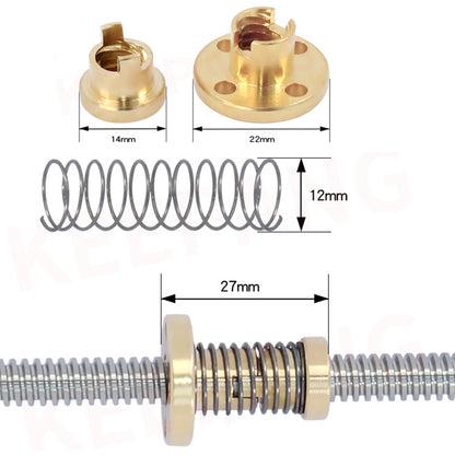 T8 x2 x4 x8 Anti Backlash Messingmutter gefedert Z-Achse 3D Drucker DIY CNC – Ansicht 4