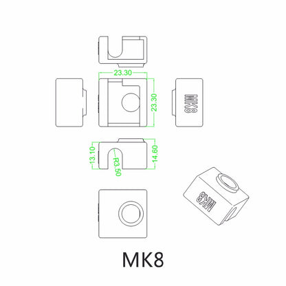 Silikon Socke Isolierung Hotend / Heizblock z.B. passend für MK10, V6, MK8 – Ansicht 5