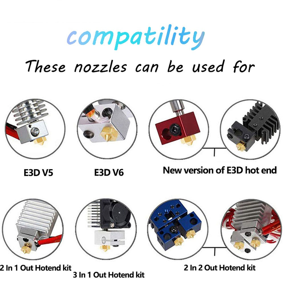 Nozzle Set mit 5 Stück für 3D-Drucker passend bei E3D Hot Ends V5, V6