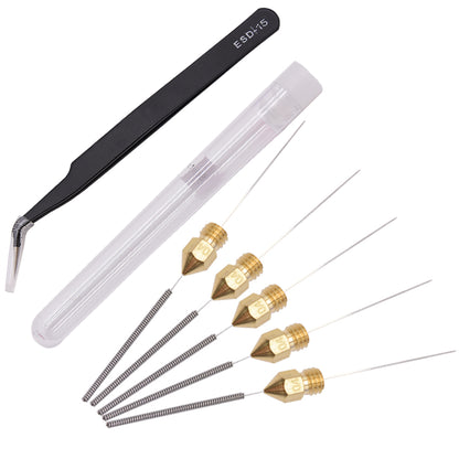 MK8 Reinigungs Set 0.4mm - Nadeln - Nadeln+Pinzette+Düse/Nozzle 3D-Drucker – Ansicht 4