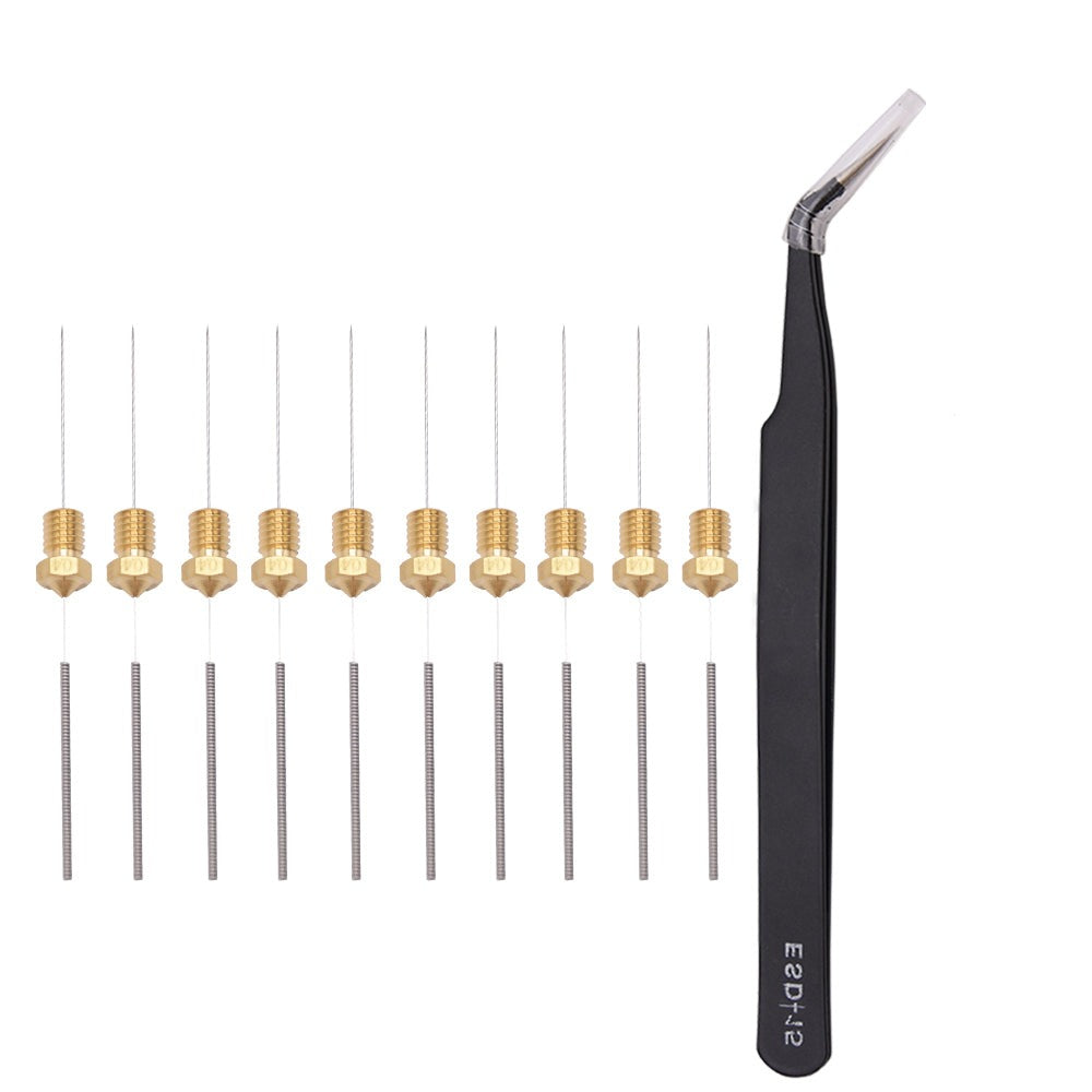 V6 Reinigungs Set 0.4mm - Nadeln+Pinzette+Düse/Nozzle 3D-Drucker E3D Hot Ends – Ansicht 2