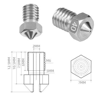 Nozzle Edelstahl 0.2mm-0,8mm Düse für 3D Drucker passend bei E3D Hot Ends V5, V6