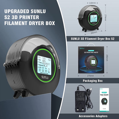 SUNLU S2 FilaDryer 3D Drucker Filament Trockner Aufbewahrungsbox – Ansicht 2