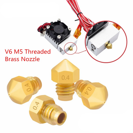 V6 Messing Nozzel / Düse M5 Gewinde - 0,4mm - 3D Drucker Teile 1,75mm Filament