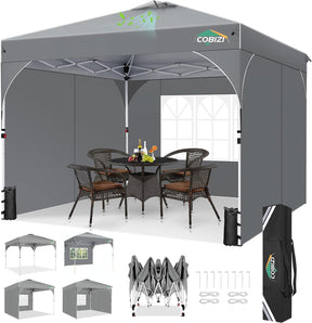 TOOLUCK Pavillon 3X3 Wasserdicht Stabil Winterfest Faltpavillon Gartenpavillon Partyzelt Pop up Pavillon Klappbar UV Schutz 50+ Höhenverstellbar Mit Entlüftung & 3 Stoffstücken&4 Sandsäcke， Grau