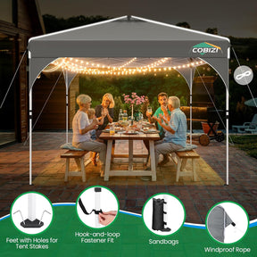 TOOLUCK Pavillon 3X3 Wasserdicht Stabil Winterfest Faltpavillon Gartenpavillon Partyzelt Pop up Pavillon Klappbar UV Schutz 50+ Höhenverstellbar Mit Entlüftung & 3 Stoffstücken&4 Sandsäcke， Grau
