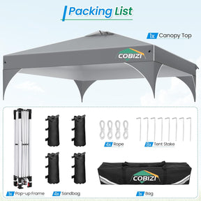 TOOLUCK Pavillon 3X3 Wasserdicht Stabil Winterfest Faltpavillon Gartenpavillon Partyzelt Pop up Pavillon Klappbar UV Schutz 50+ Höhenverstellbar Mit Entlüftung & 3 Stoffstücken&4 Sandsäcke， Grau