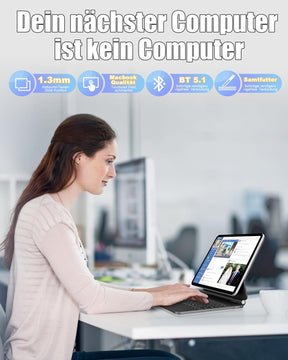 Tastaturhülle Für Ipad Pro 11 Zoll (M4 2024) – DE QWERTZ Tastatur Mit Rgb-Hintergrundbeleuchtung, Funktionstasten & Multi-Touch-Trackpad, Leicht & Langlebig, Schwarz-Grau