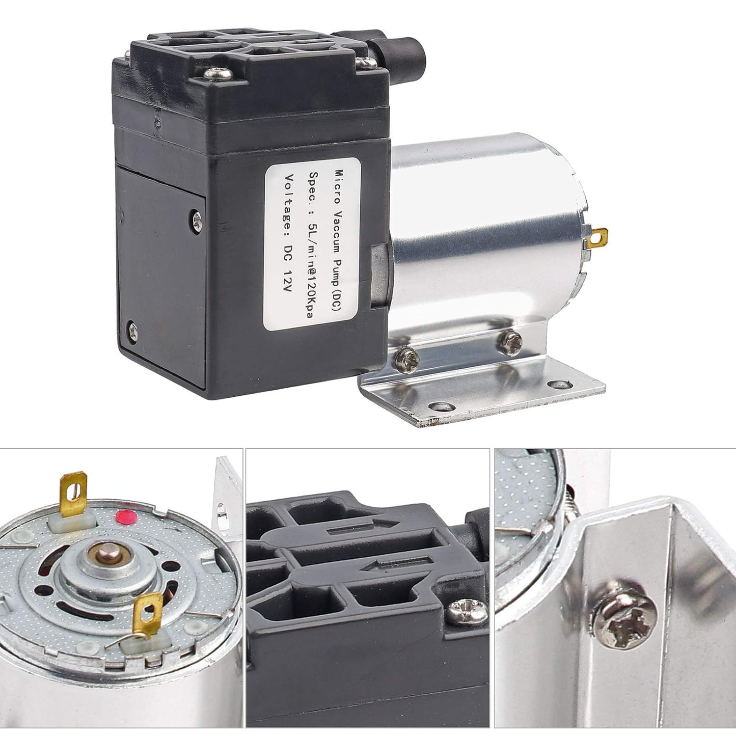 Mini Vakuumpumpe 12V - 5L/Min DC Unterdruckpumpe Mit Halter, Geräuscharme Vakuum Pumpe, Ideal Für Medizinische Anwendungen Und Gasanalysen