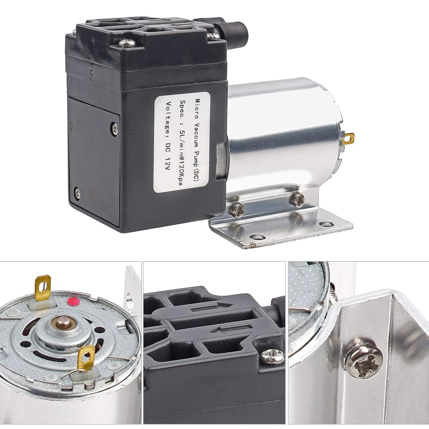 Mini Vakuumpumpe 12V - 5L/Min DC Unterdruckpumpe Mit Halter, Geräuscharme Vakuum Pumpe, Ideal Für Medizinische Anwendungen Und Gasanalysen