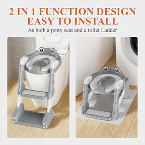 2 in 1 Toilettensitz Kinder, Toilettensitz Kinder Mit Treppe Für Jungen Mädchen Baby, Upgraded 2-In-1 Kinder WC Sitz Mit Treppe Mit Urinal Und Spritzschutz (Gray)