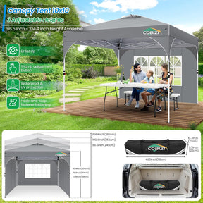 TOOLUCK Pavillon 3X3 Wasserdicht Stabil Winterfest Faltpavillon Gartenpavillon Partyzelt Pop up Pavillon Klappbar UV Schutz 50+ Höhenverstellbar Mit Entlüftung & 3 Stoffstücken&4 Sandsäcke， Grau