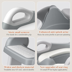 2 in 1 Toilettensitz Kinder, Toilettensitz Kinder Mit Treppe Für Jungen Mädchen Baby, Upgraded 2-In-1 Kinder WC Sitz Mit Treppe Mit Urinal Und Spritzschutz (Gray)