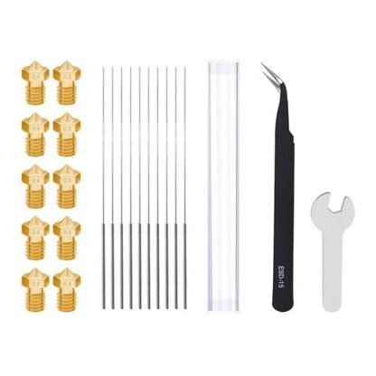 V6 Reinigungs Set 0.4mm - Nadeln+Pinzette+Düse/Nozzle 3D-Drucker E3D Hot Ends