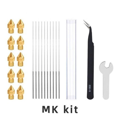 MK8 Reinigungs Set 0.4mm - Nadeln - Nadeln+Pinzette+Düse/Nozzle 3D-Drucker